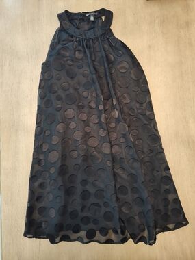 Black Polka Dot Maxi Skirt - Lightweight Flowing Silhouette